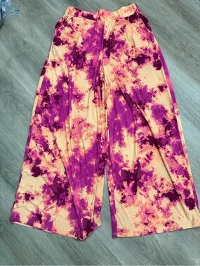 Bar III Tie Dye Wide Leg Pants Women’s Medium Pink Purple 0500